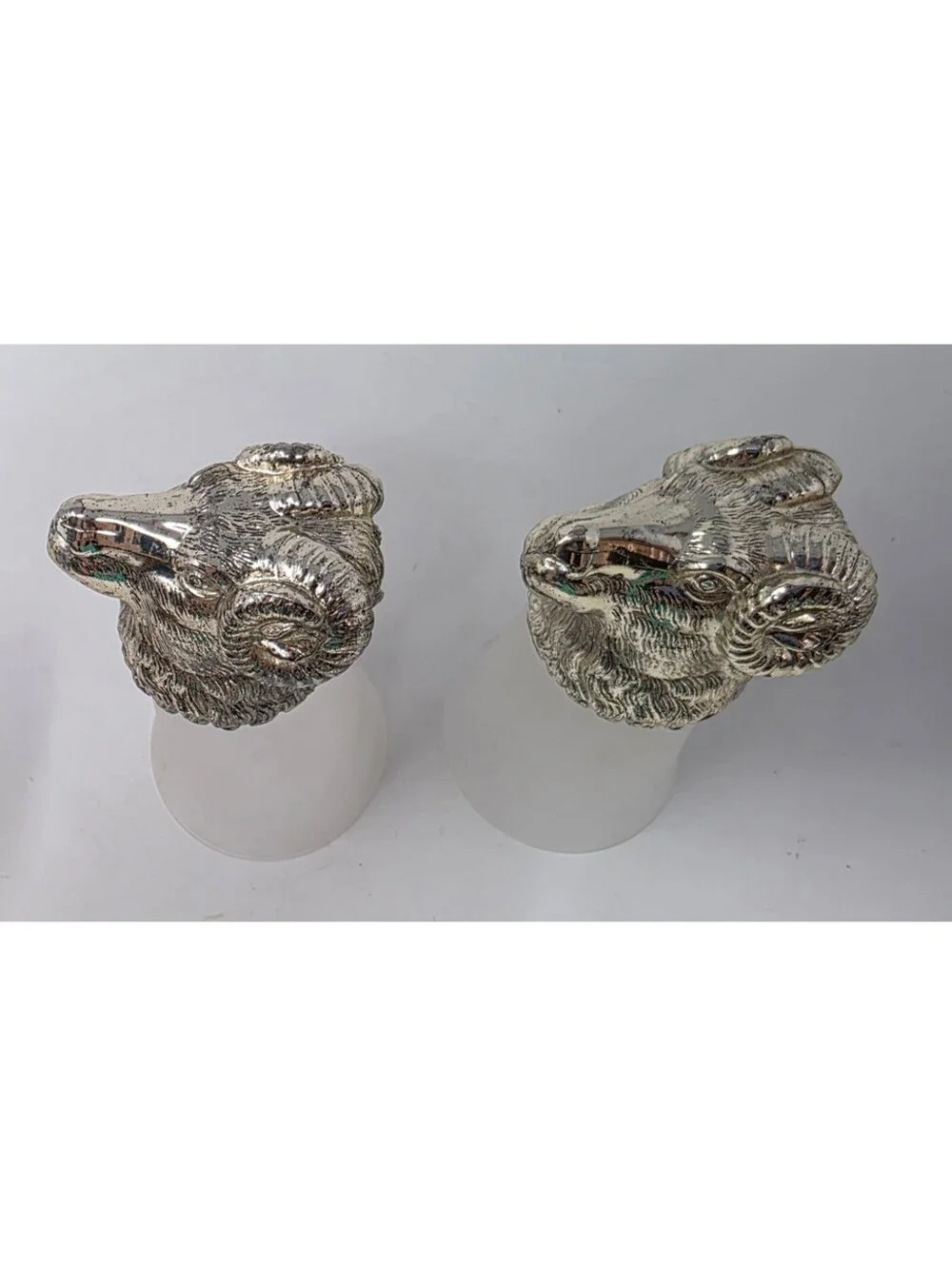 Vintage Ram Head Claret Jug & 2 Stirrup Cups Silverplate